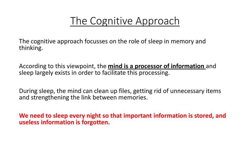 Cognitive approach to sleep online and dreams